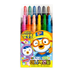 지구화학 뽀로로 미니 샤프식 색연필 혼합 12색 세트 돌돌이 색칠용 채점용 미술 준비물 만들기 도구
