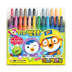 지구화학 뽀로로 미니 샤프식 색연필 혼합 24색 세트 돌돌이 색칠용 채점용 미술 준비물 만들기 도구