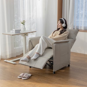 핏쳐 1인용 메모리 기능 전동 가죽 소파 의자 리클라이너 ERE1