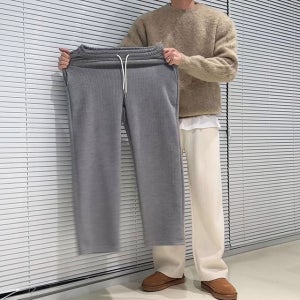 니트 기모 와이드팬츠 남자 겨울 부드러운 터치감 따뜻한 보온성 여유핏 데일리 캐주얼 팬츠