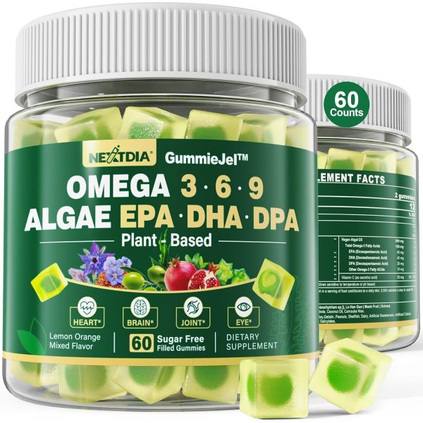 넥스트디아 오메가 3 6 9 <b>알개 DHA</b> EPA DPA 레몬오렌지맛 무설탕 60구미