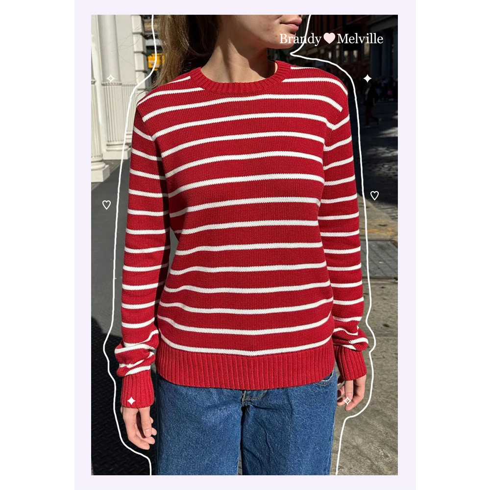브랜디멜빌 Brandy Melville 마샤 코튼 여성 스트라이프 스웨터 (레드/화이트)