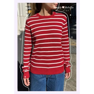 브랜디멜빌 Brandy Melville 마샤 코튼 여성 스트라이프 스웨터 (레드/화이트)