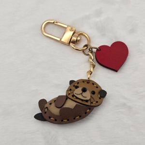 핸드메이드 수영천재 수달 귀여운 해양동물 가죽 키링 가방악세사리