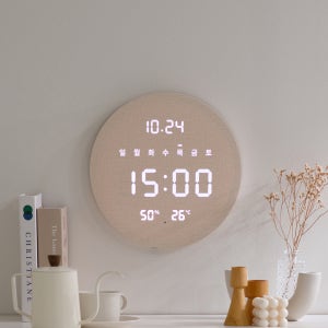 플라이토 무선 루나 데이 온습도 LED 벽시계 29cm