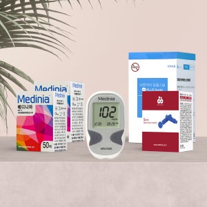메디니아 혈당 측정기 시험지 100매+침100개+알콜솜100매 당뇨 당 체크기 검사기 세트
