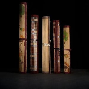 대나무 붓발 동양화 서예 붓 전통 두루마리 필통 휴대용 브러시 케이스 소형 30x25.5cm(사각 6자루)