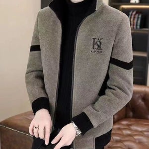 밍크 털 안감 배색 남성 모직 코트 겨울 기모 도톰 차이나 재킷