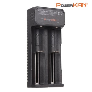 POWERKAN 리튬이온 충전기 2구 D2 18650 21700 26650 과충전방지