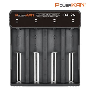 POWERKAN 배터리 충전기 리튬 D4-26 18650 21700 26650 과충전방지