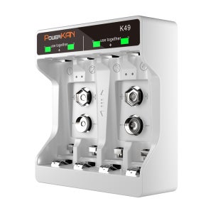 POWERKAN파워칸 배터리 충전기 4구 1.2V 9V 니켈 K49 건전지 충전 AA AAA 과충전방지 LED표시