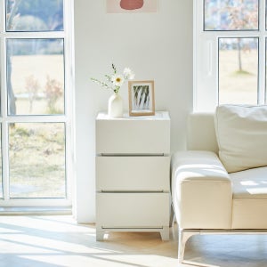 더채움 캔버스 3단 화이트 플라스틱 서랍장