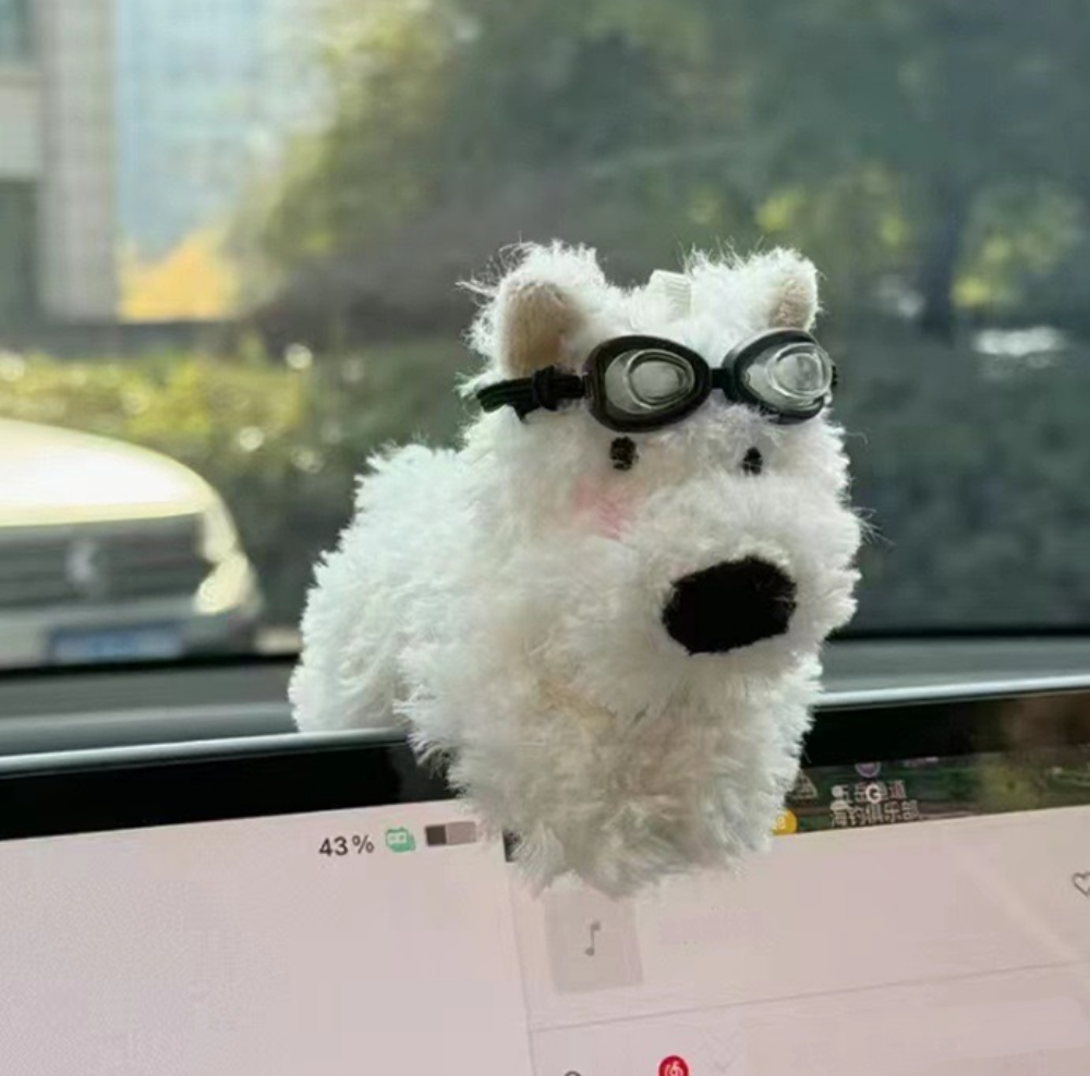 네비게이션 인형 차꾸템 대시보드 고글강아지