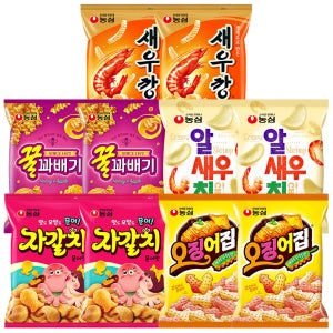 농심(새우깡90g+꿀꽈배기90g+자갈치90g+오징어집78g+알새우칩68g) 2개