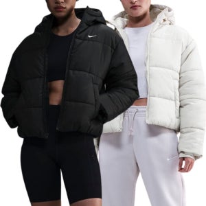 나이키 스포츠웨어 클래식 패딩 써마 핏 루즈 후드 재킷 여성 후드 패딩 자켓 블랙 화이트