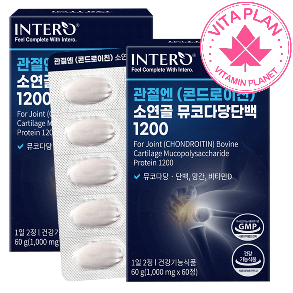 보스웰리아 칼슘 황산염 관절 소연골 콘드로이친 1200 뮤코다당단백 관절엔 콘도로친 저분자 콜라겐 60정, 2개