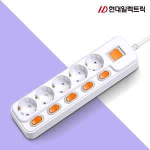 국산 가정용 사무용 전기 연장선 개별+메인 멀티탭 멀티콘센트 16A 5구 5m, 1개