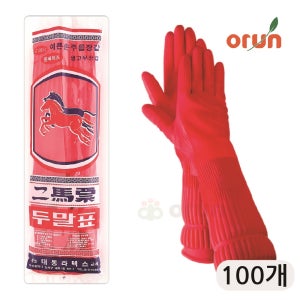 두말표 고무장갑 L(대형), 레드, 100개