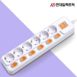 국산 가정용 사무용 전기 연장선 개별+메인 멀티탭 멀티콘센트 16A 6구 5m, 1개