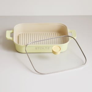 [스마트 PICK] 인덕션 사각 그릴팬 30cm 무수분요리 찜,구이용 전용팬30 옐로우색상