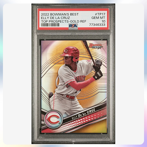 MLB 야구 트레이딩 카드 엘리 데 라 크루즈 2022 바우만 골드 리플렉터 PSA 10