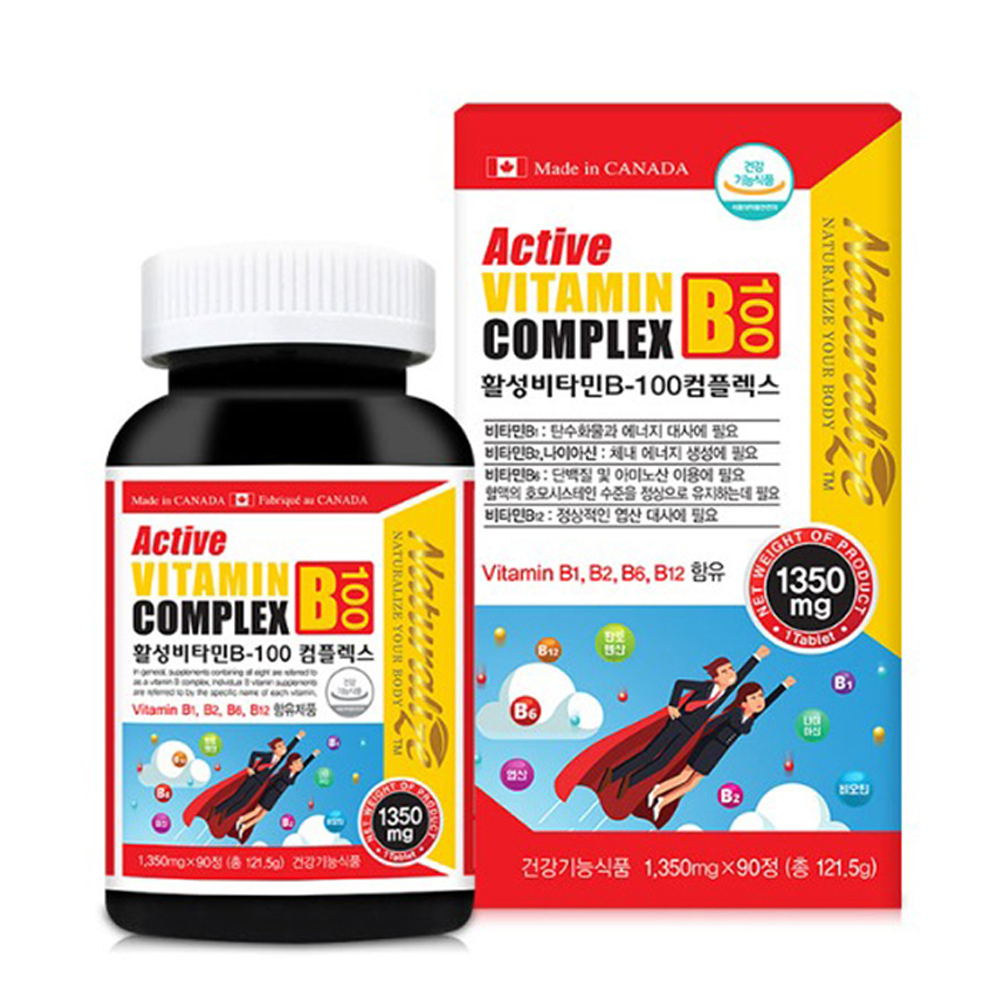 네추럴라이즈 활력비타민<b>B100 컴플렉스</b> 1350mg X 90정, 1개