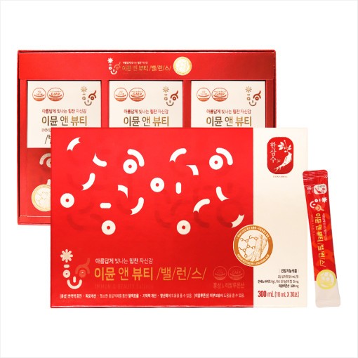 한삼수 <b>이뮨</b>앤뷰티밸런스 <b>10ml</b> x 30포 히알루론산 <b>홍삼</b> 피부보습 항산화