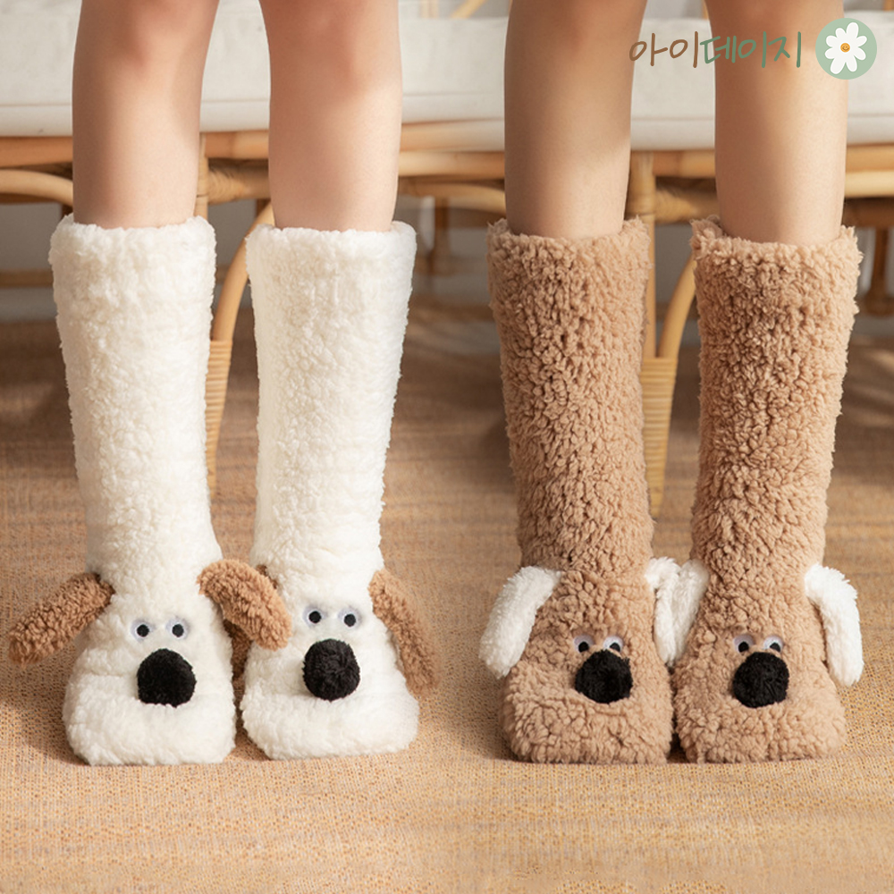 아이데이지 임산부 귀여운 미끄럼방지 롱 무압박 수면양말 양털 수족냉증 양말