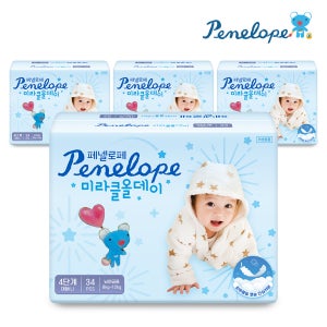 페넬로페 뉴 미라클 올데이 밴드 기저귀 대형(공용) 34매×4팩