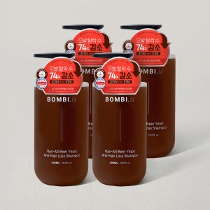 봄비유 한올 맥주효모 바이오틴 지성 카페인 두피케어 탈모 완화 쿨링 샴푸 500ml, 4개