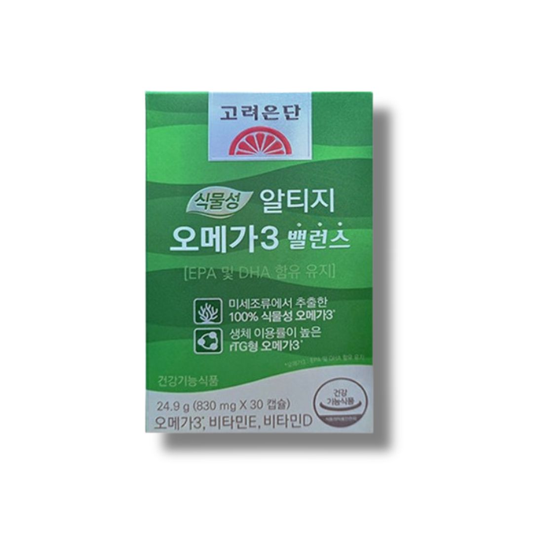 고려은단 식물성 알티지 <b>오메가</b>3 <b>밸런스</b> <b>830mg</b> 30캡슐 1박스