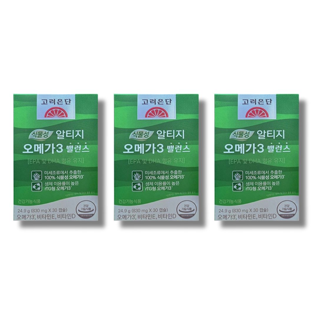 고려은단 식물성 알티지 <b>오메가</b>3 <b>밸런스</b> <b>830mg</b> 30캡슐 3박스