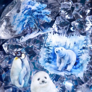 겨울배경 아이스에이지 일러스트 빈티지 다꾸 스티커 25매