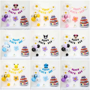 [피앤비유니티]캐릭터 포켓몬 아기상어 스탠드형 가랜드 생일케익풍선장식세트