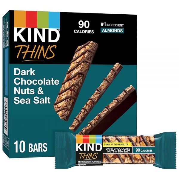 KIND THINS 다크 초콜릿 너트 &amp; <b>씨</b> 솔트 바 (땅콩 포함) 글루텐 프리 설탕 (0.75온스) 입 다크 초콜릿 체리 캐슈