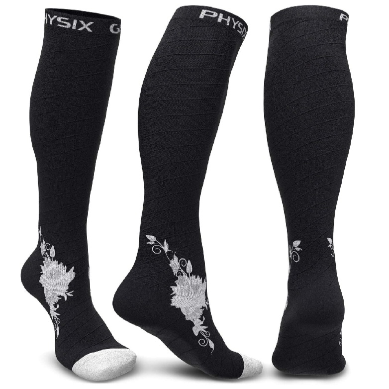 Physix 자수 압박양말 독일 다리 보정 <b>붓기</b>제거 스타킹 남녀 여행 마라톤 등산 수면양말
