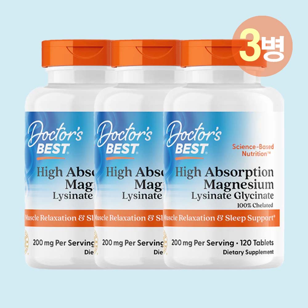 닥터스베스트 <b>킬레이트 마그네슘</b> 글리시네이트 120정, 3개