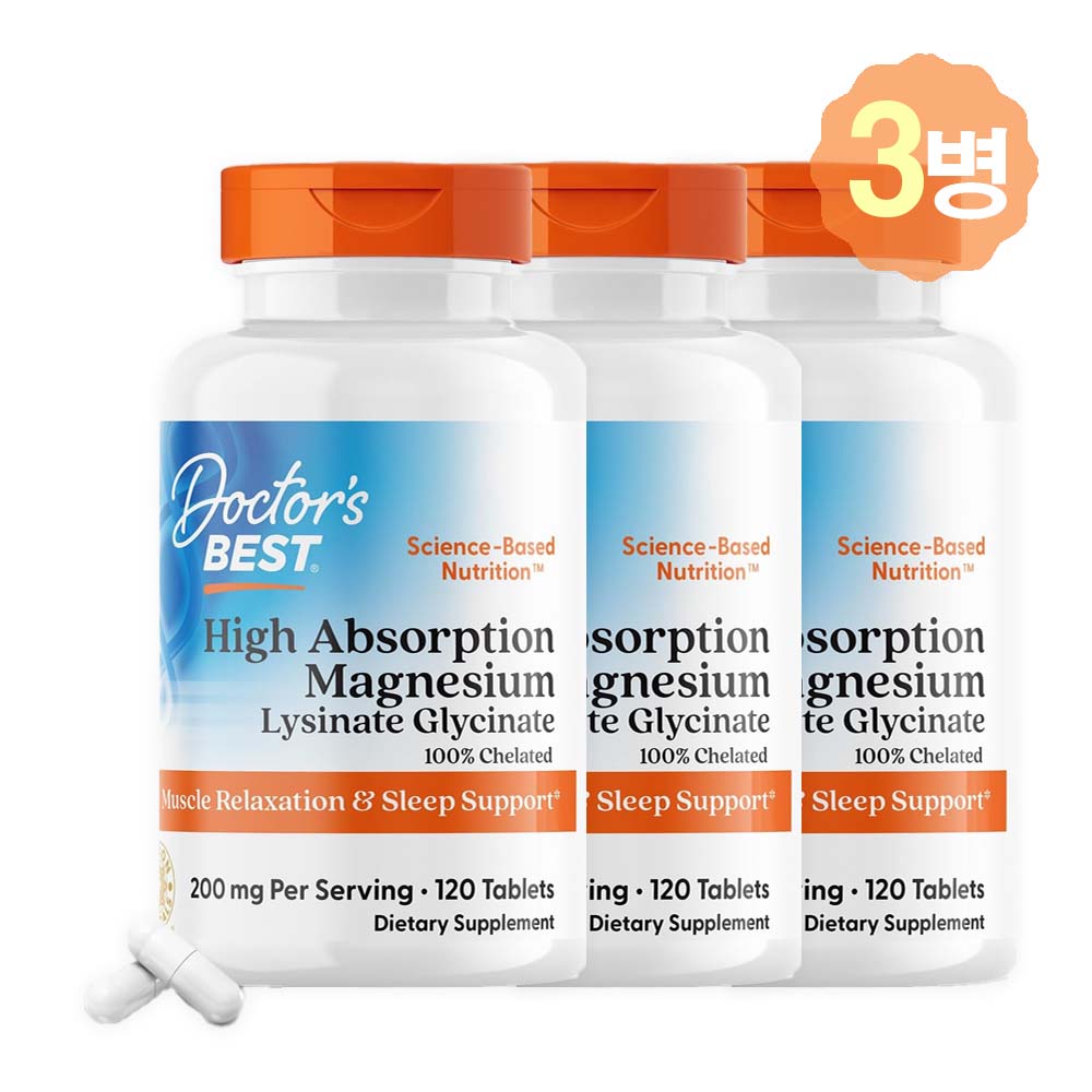 닥터스베스트 킬레이트 <b>마그네슘 글리시네이트</b> 120정, 3개