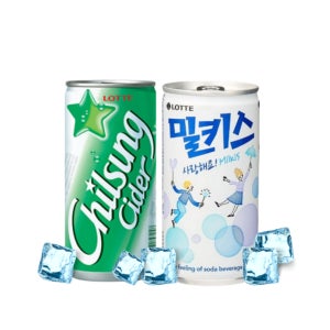 밀키스 190ml 36캔+칠성사이다 190ml 24캔 총60캔 캔음료 음료수 탄산음료