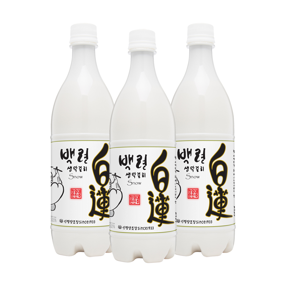 신평양조 백련생막걸리 스노우 6도 750ml x3병