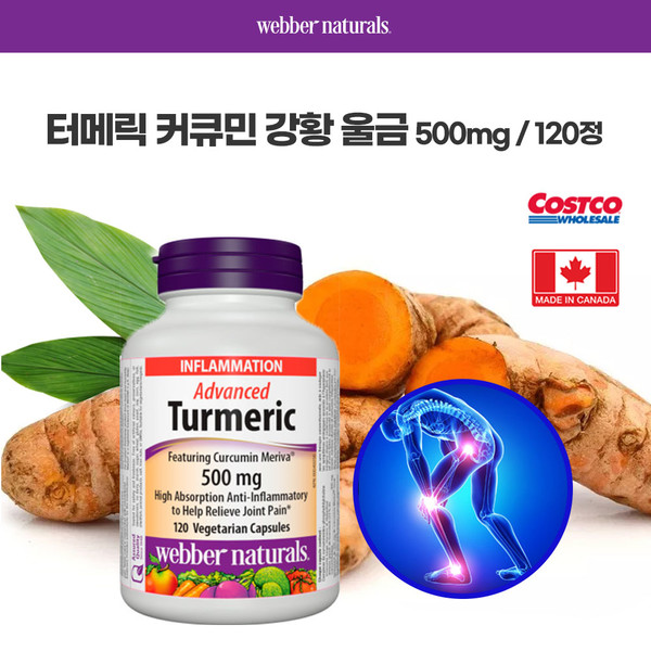 강황 울금 <b>웨버</b> 네츄럴 터메릭 커큐민 어드밴스드 500mg 120정