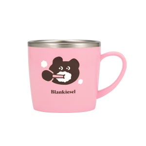 블랑키즐 유아 어린이 스텐 손잡이 양치컵 어린이집 유치원 250ml, 1개, 피치
