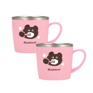 블랑키즐 유아 어린이 스텐 손잡이 양치컵 어린이집 유치원 250ml, 2개, 피치/피치