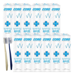 애경 2080치약 뉴샤이닝 화이트치약 120g 12개+칫솔 2개 제공