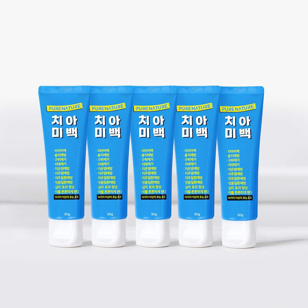 퓨어네이처 미백 치약 구취 더블 케어 시트러스향 30g 5개입