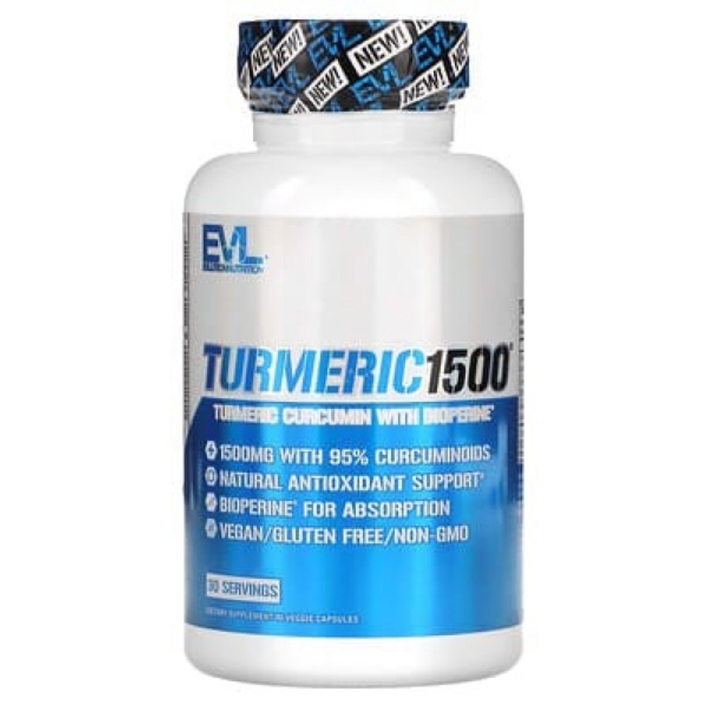 EVLution Nutrition Turmeric1500 강황 <b>커큐민</b> 비오페린 80베지캡슐