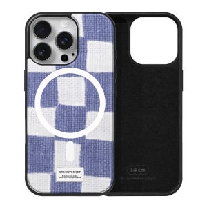 아이폰16 프로 맥세이프 케이스 심플 스웨이드 니트 체크 블루