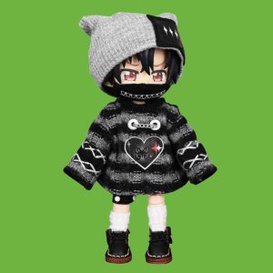 오비츠11 호환 블랙그레이 스웨터 비니 마스크 밴드 인형 오비츠옷 의상