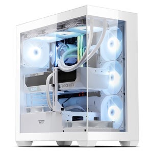 darkFlash DS900 투명 강화유리 화이트 케이스 미들 ATX argb