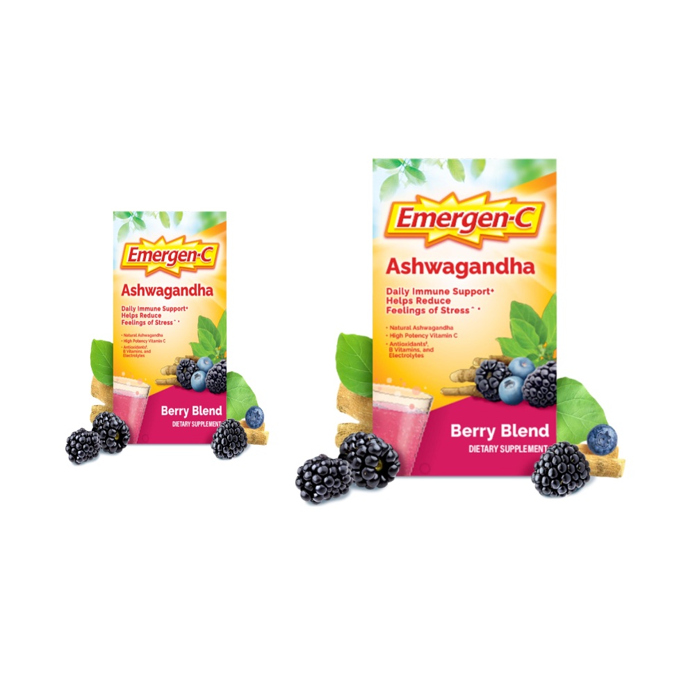 미국 이머전씨 EmergenC 아슈와간다 블랙베리 탄산 발포 비타민음료 파우더 2박스